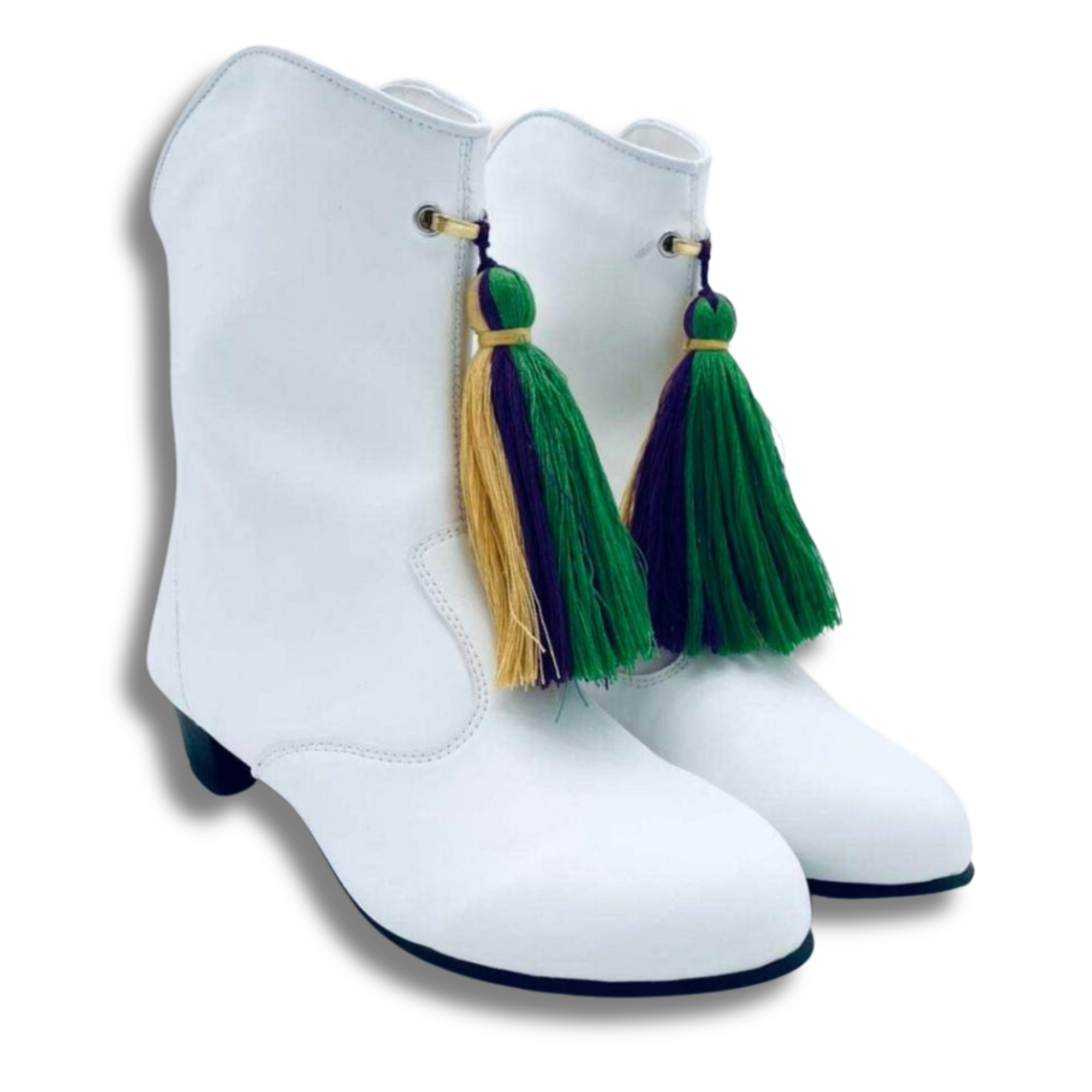 Majorette Boots with Mardi Gras Tassels: Kids & Adults