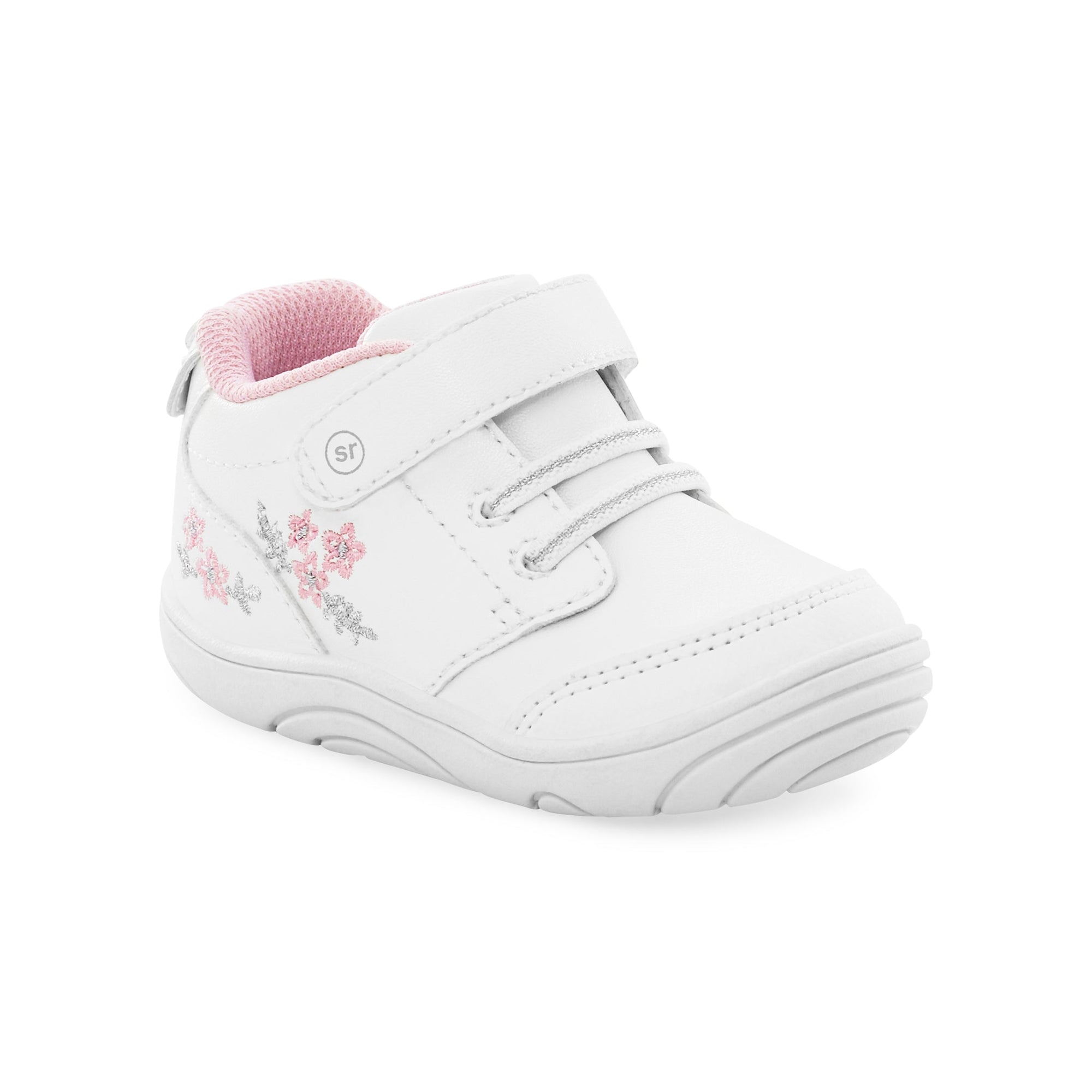 Showcasing the lightweight sole and flexible construction for early walkers.