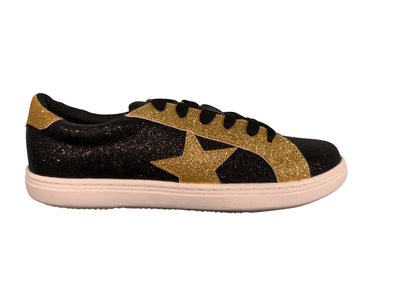 Black and Gold Lace Up Sneakers