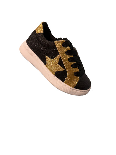 Black and Gold Lace Up Sneakers