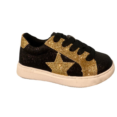 Black and Gold Lace Up Sneakers