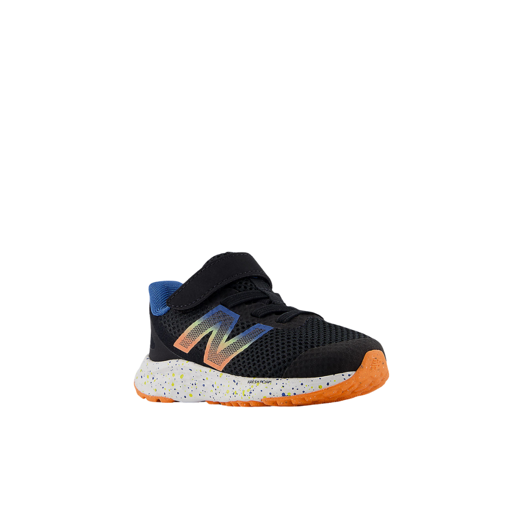 Fresh Foam Arishi v4 – Black with Orange and Blue (Toddler)