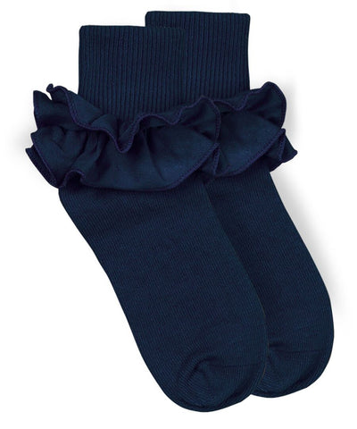 Jefferies Navy Ruffle Sock