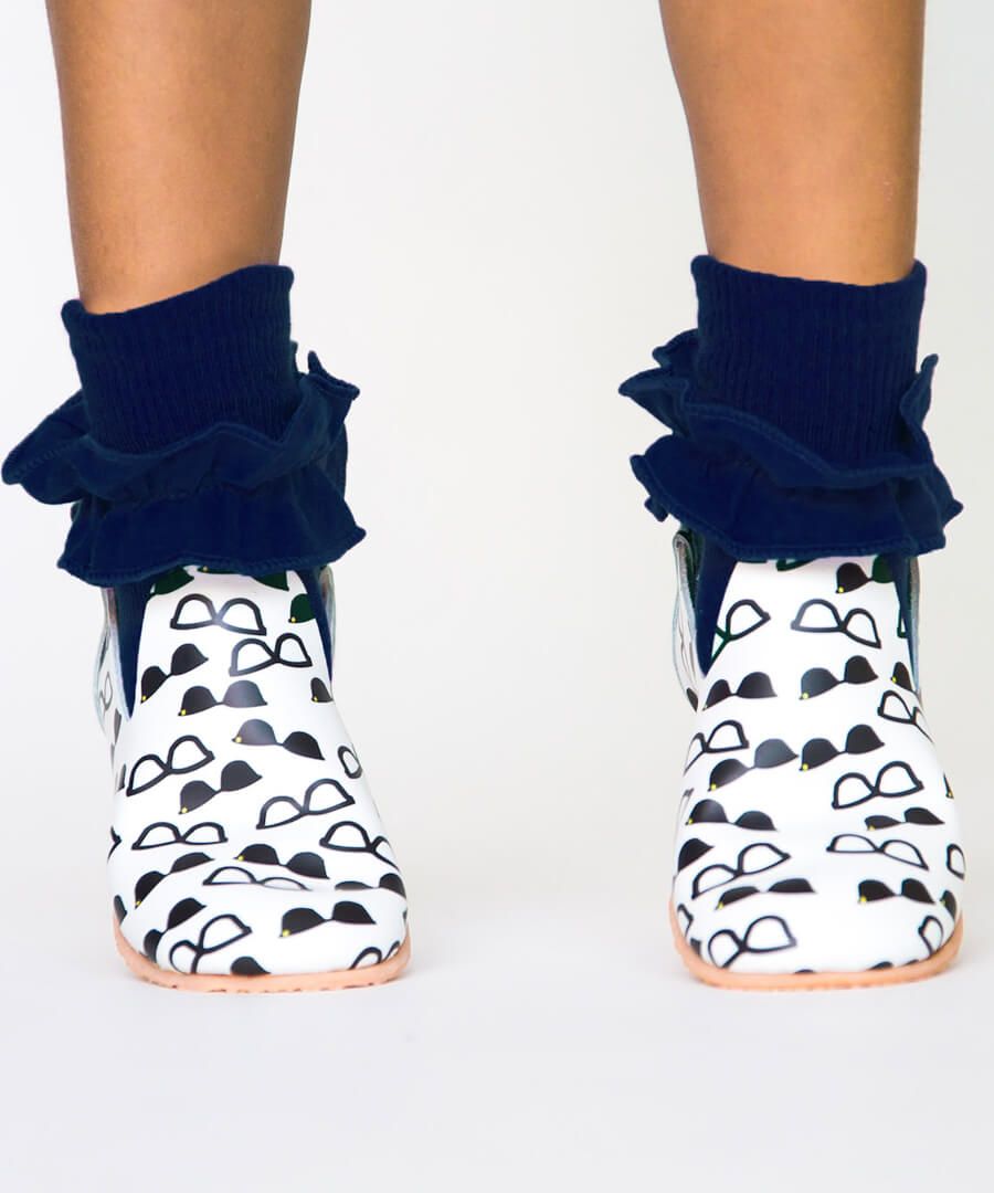 Jefferies Navy Ruffle Sock