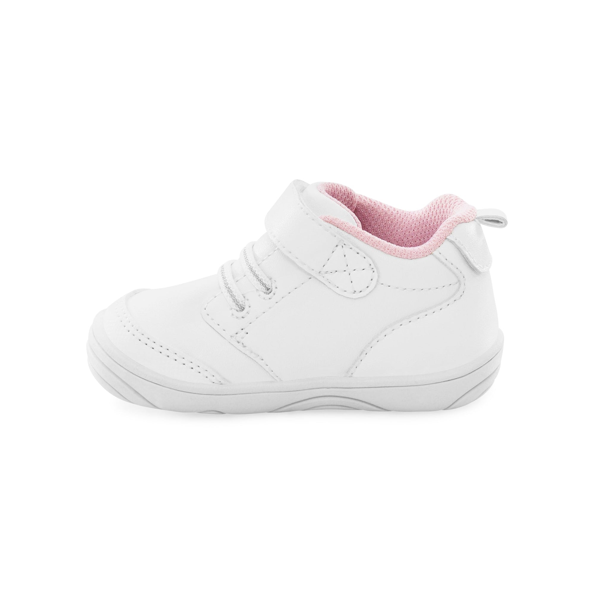 A detailed look at the soft synthetic upper, Velcro strap, and breathable design.