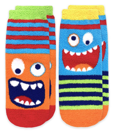 Monster Fuzzy | Non-Skid Slipper Socks - 2 Pair Pack