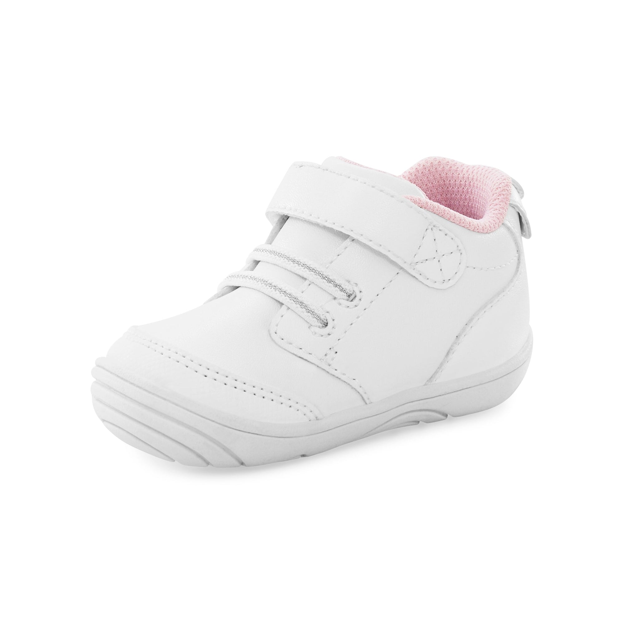 Showcasing the lightweight sole and flexible construction for early walkers.