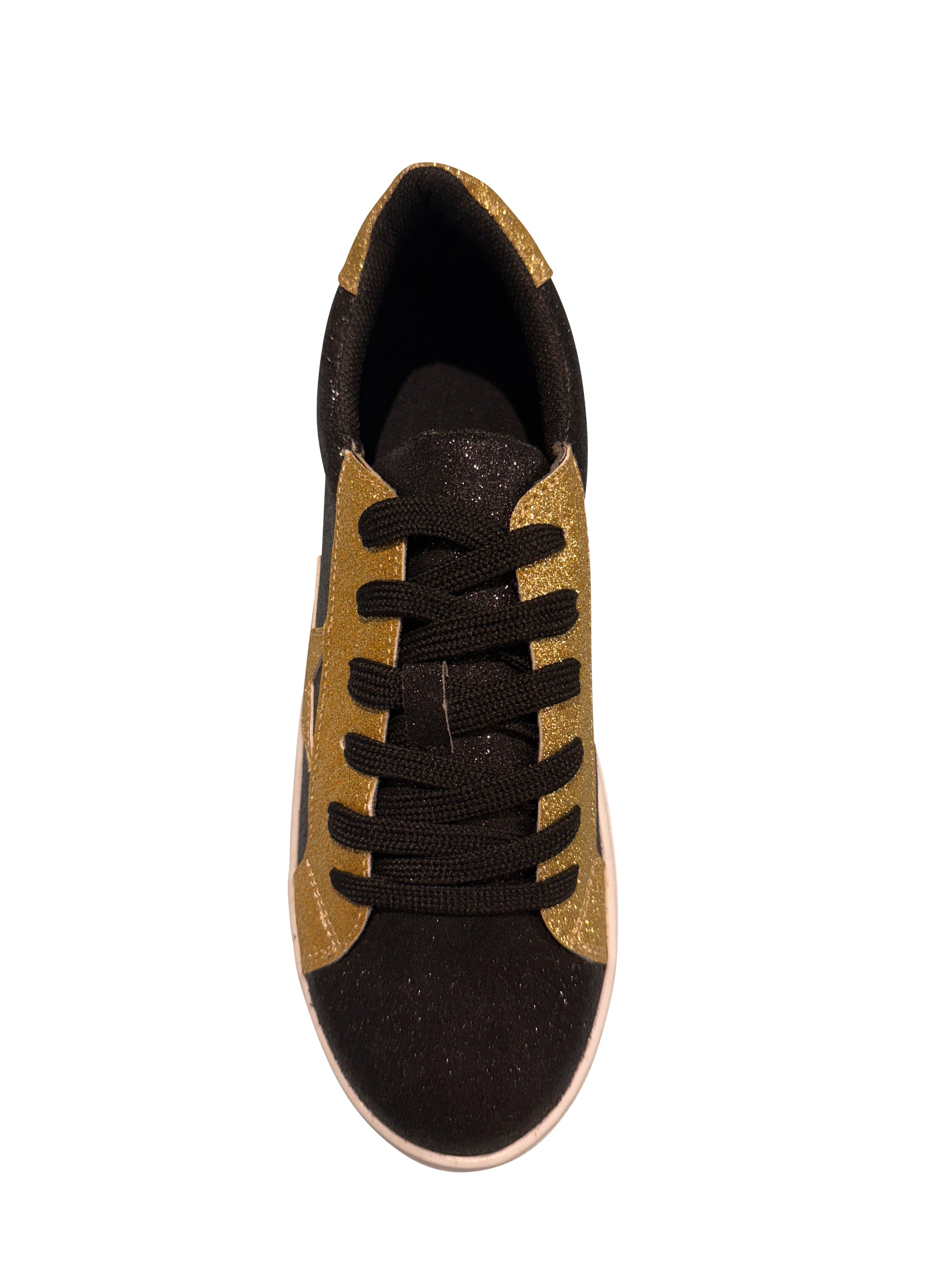 Black and Gold Lace Up Sneakers