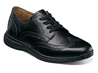 Great Lakes Wingtip Ox., Jr  /  Black Milled Leather by Florsheim - Ponseti's Shoes